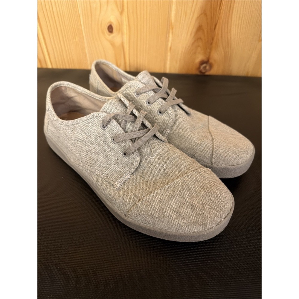 Tom's Mens Paseo Canvas Low Top Lace Up Shoe Sneaker Heathered Grey Size 7